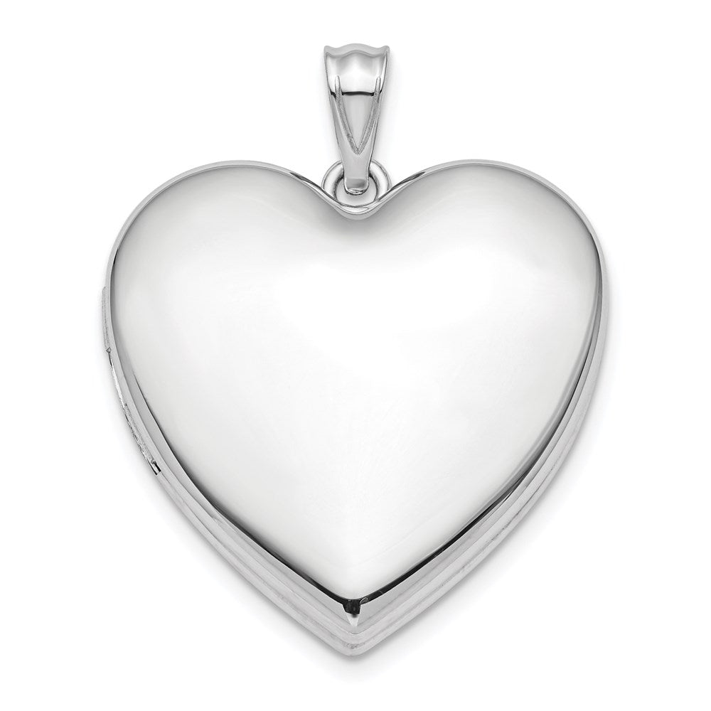 Sterling Silver Rhodium-plated 24mm Plain Ash Holder Heart Locket, 30.25 x 23.8 mm