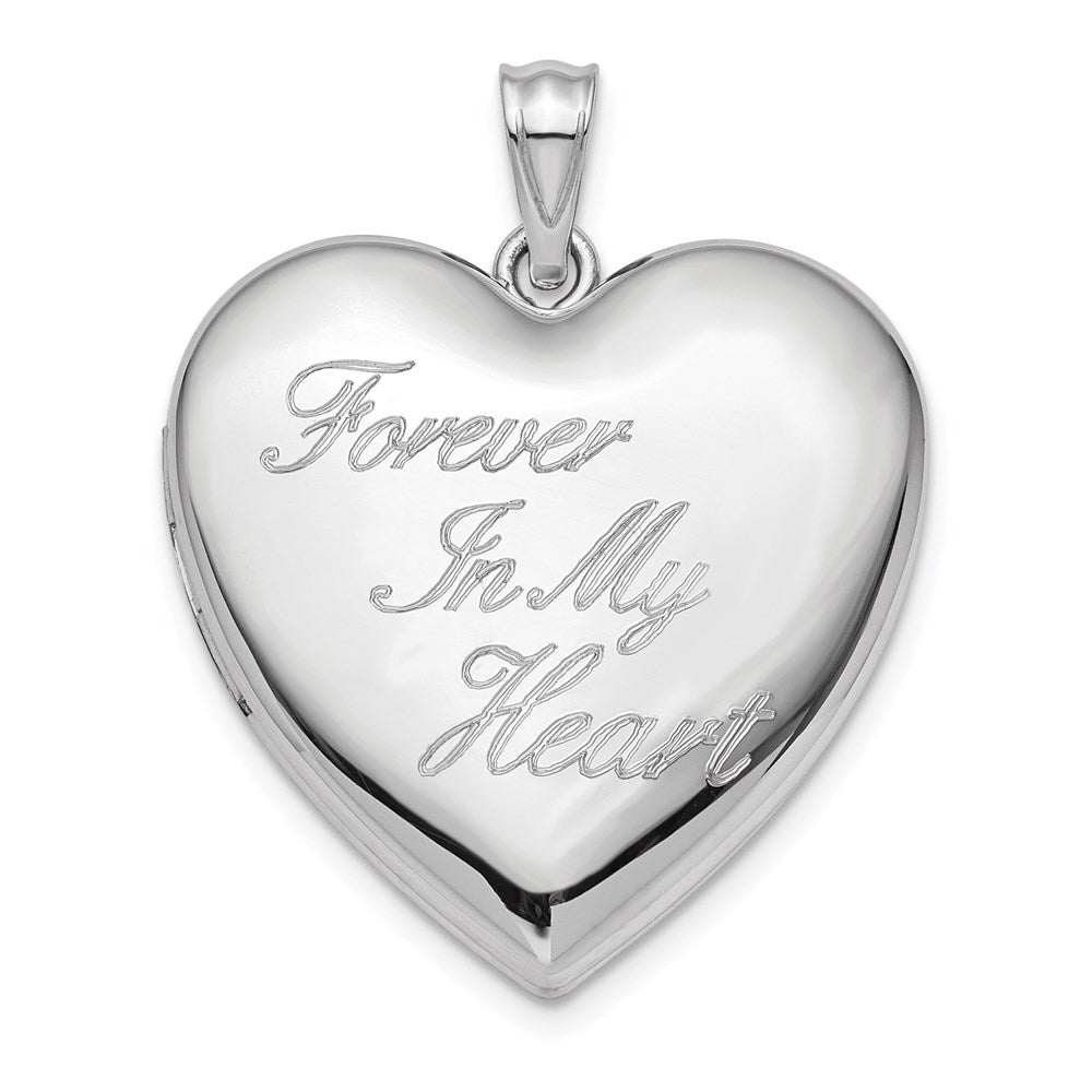 Sterling Silver Rhod-plated Forever in My Heart Ash Holder Heart Locket, 30.25 x 23.75 mm