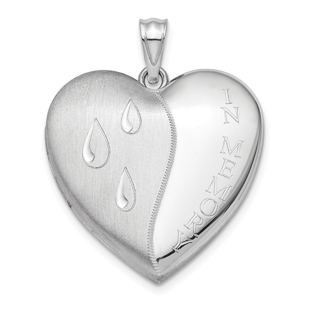 Sterling Silver Rhodium-plated 24mm In Memory Ash Holder Heart Locket, 30.5 x 23.8 mm