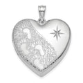 Sterling Silver Rhodium-plated 24mm D/C Footprints Ash Holder Heart Locket, 30.25 x 23.75 mm