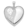 Sterling Silver Rhodium-plated Flower Ash Holder Heart Locket, 30.25 x 23.75 mm