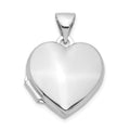 Sterling Silver Rhodium-plated Plain 15mm Heart Locket, 20 x 15 mm
