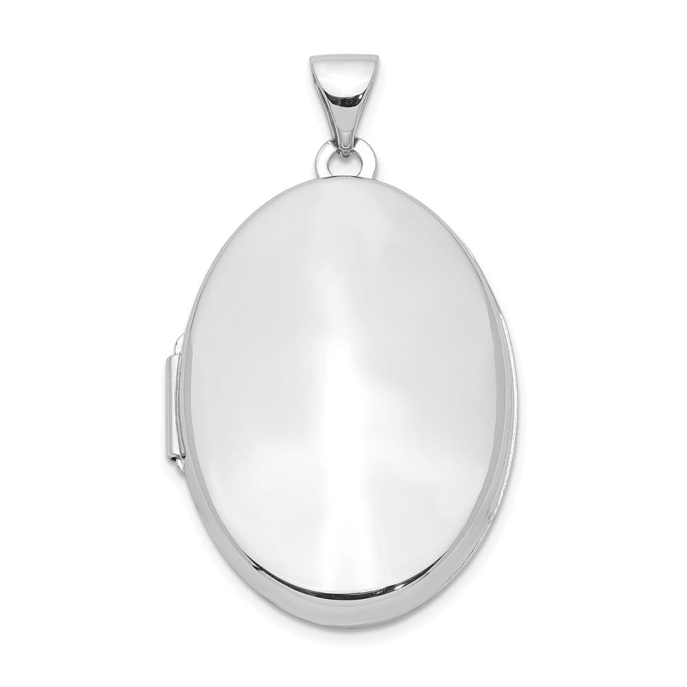 Sterling Silver Rhodium-plated Polished 26mm Oval Locket, 33.5 x 19.6 mm