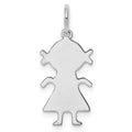 Sterling Silver Rhod-plated Eng. Girl Polished Front/Satin Back Disc Charm, 21 x 10 mm, 0.65 g