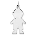 Sterling Silver Rhod-plated Eng. Boy Polished Front/Satin Back Disc Charm, 30 x 16 mm, 1.44 g