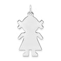 Sterling Silver Rhod-plated Eng. Girl Polished Front/Satin Back Disc Charm, 30 x 16 mm, 1.58 g