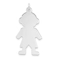 Sterling Silver Rhodium-plated Engraveable Boy Polished Front/Satin Back Disc Charm, 37 x 20 mm