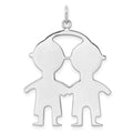 SSilver Rh-plt Engravable Boy/Boy Polished Front/Satin Back Disc Charm, 34 x 25 mm