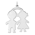 SSilver Rh-plt Engravable Boy/Girl Polished Front/Satin Back Disc Charm, 34 x 26 mm