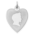 Sterling Silver Rhodium-plated Engravable Boy Disc Charm, 24 x 17 mm