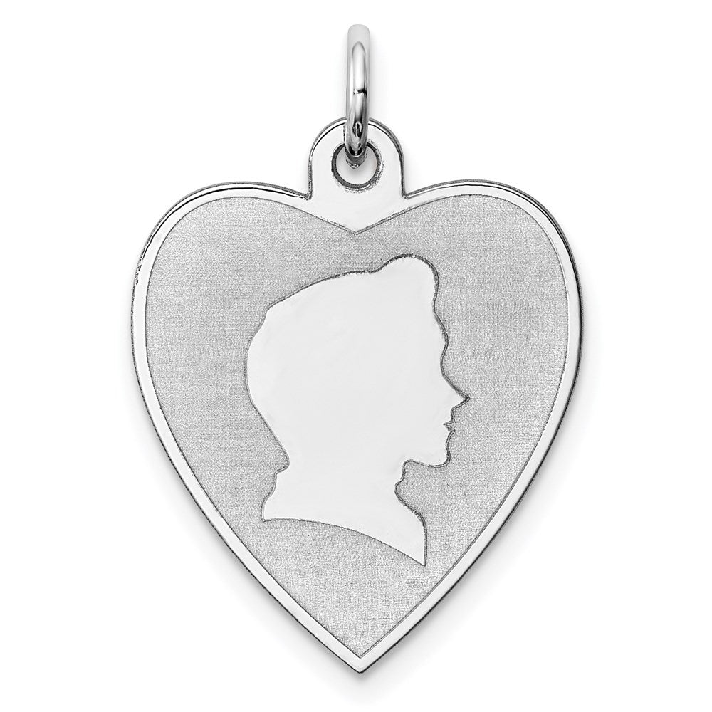 Sterling Silver Rhodium-plated Engravable Boy Disc Charm, 24 x 17 mm