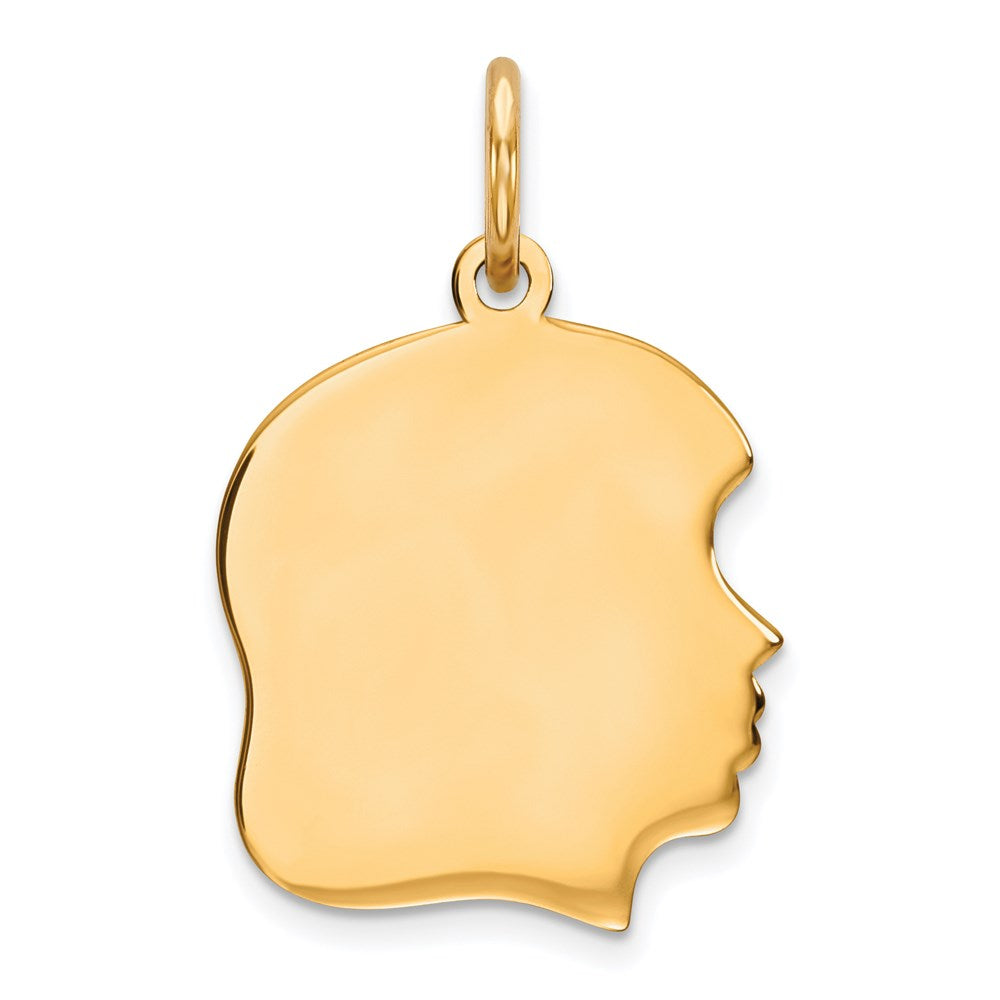 Sterling Silver GP Engravable Girl Polished Disc Charm, 21 x 13 mm, 0.98 g
