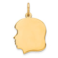 Sterling Silver GP Engravable Girl Polished Disc Charm, 21 x 13 mm, 1.16 g