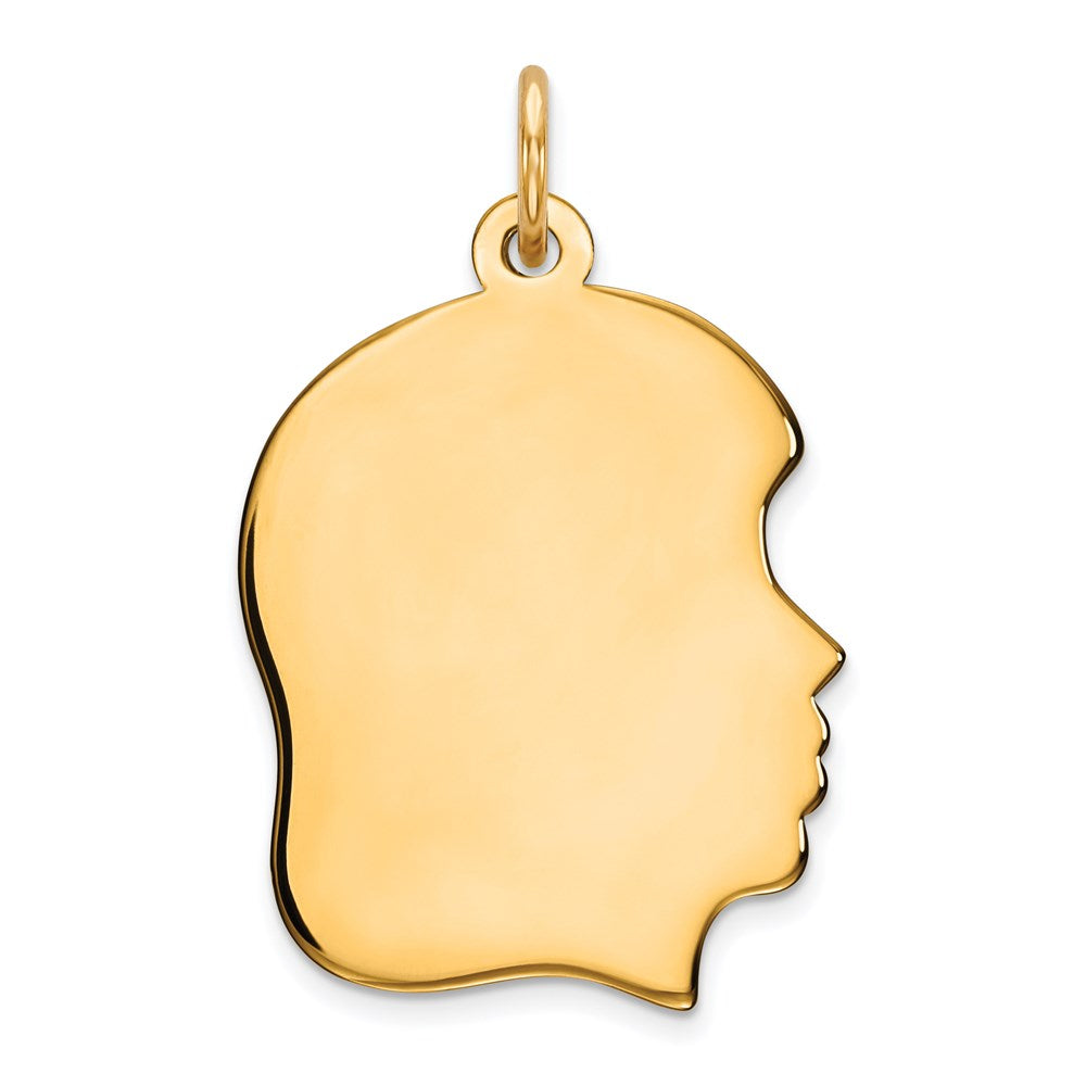 Sterling Silver GP Engravable Girl Polished Disc Charm, 28 x 16 mm, 2.12 g