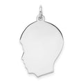Sterling Silver Rhod-plate Eng. Boy Polished Front/Satin Back Disc Charm, 28 x 17 mm