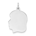 Sterling Silver Rhod-plate Eng. Girl Polished Front/Satin Back Disc Charm, 28 x 16 mm