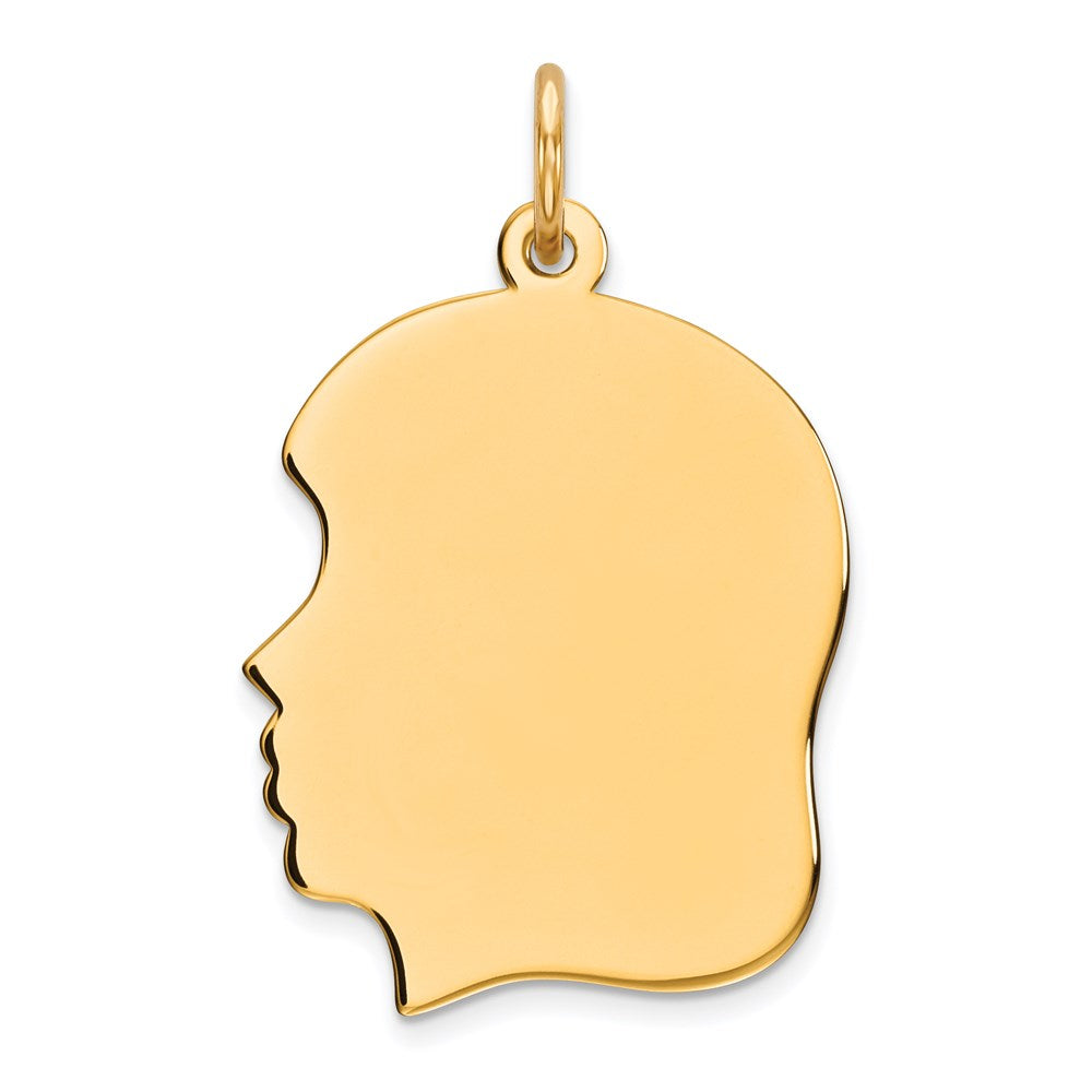 Sterling Silver GP Engravable Girl Polished Disc Charm, 28 x 16 mm, 1.71 g