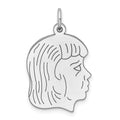 SSilver Rh-plt Engravable Girl Polished Front/Satin Back Disc Charm, 27 x 16 mm, 1.17 g