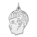 SSilver Rh-plt Engravable Boy Polished Front/Satin Back Disc Charm, 27 x 17 mm, 1.21 g