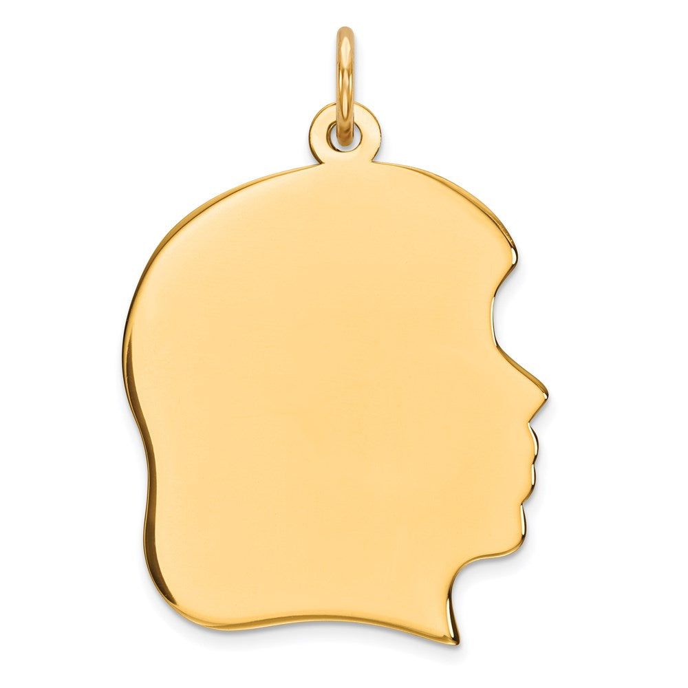 Sterling Silver GP Engravable Girl Polished Disc Charm, 31 x 20 mm, 2.1 g