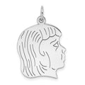 Sterling Silver Rhod-plated ENG. Girl Polished Front/Satin Back Disc Charm, 30 x 20 mm, 2.14 g