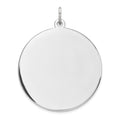 Sterling Silver Rhod-plated Eng. Rnd Polish Front/Satin Back Disc Charm, 33 x 26 mm, 6.06 g