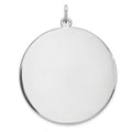 Sterling Silver Rhod-plated Eng. Rnd Polish Front/Satin Back Disc Charm, 36 x 29 mm, 7.33 g