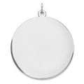 Sterling Silver Rhod-plated Eng. Rnd Polish Front/Satin Back Disc Charm, 39 x 32 mm, 9.24 g