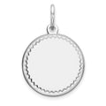 Sterling Silver Rhod-plated Eng. Rnd Polish Front/Satin Back Disc Charm, 20 x 13 mm, 0.88 g - ID5S9QM378/278L7