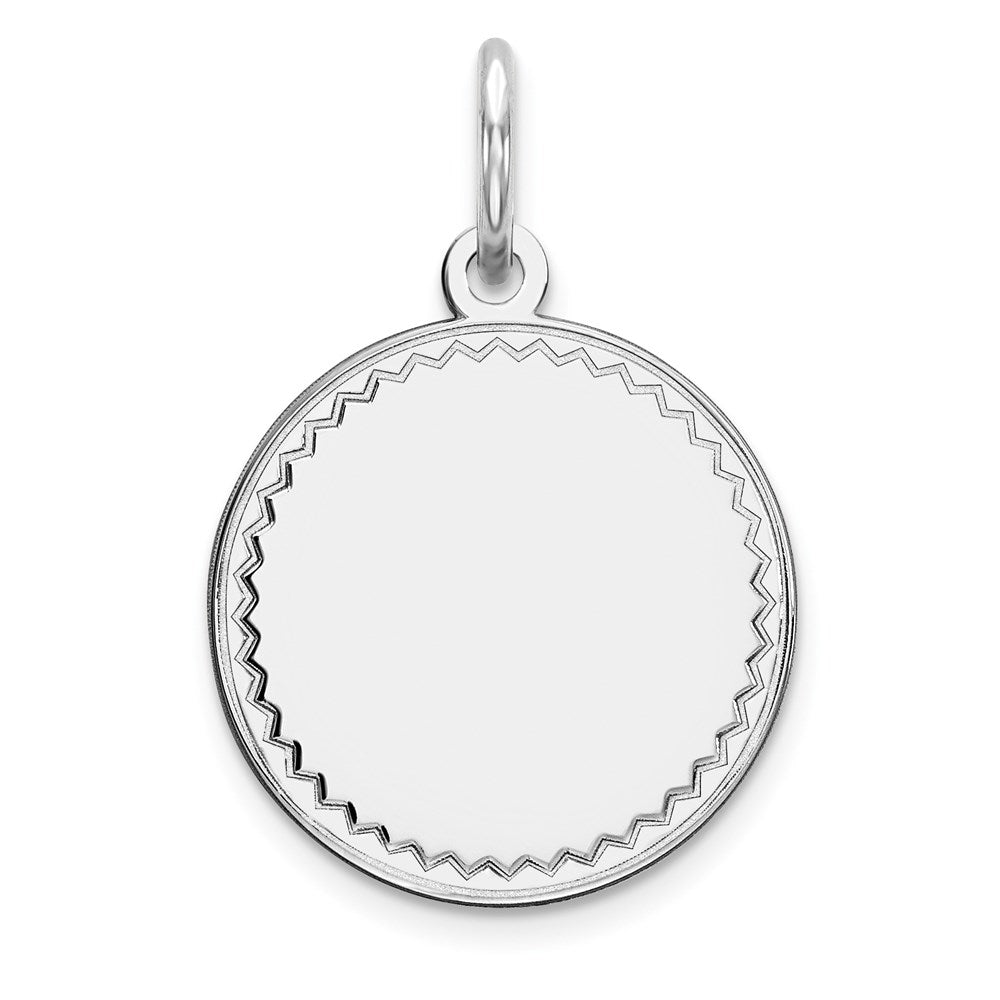 Sterling Silver Rhod-plated Eng. Rnd Polish Front/Satin Back Disc Charm, 20 x 13 mm, 0.88 g - ID5S9QM378/278L7