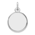 Sterling Silver Rhod-plated Eng. Rnd Polish Front/Satin Back Disc Charm, 20 x 13 mm, 0.9 g