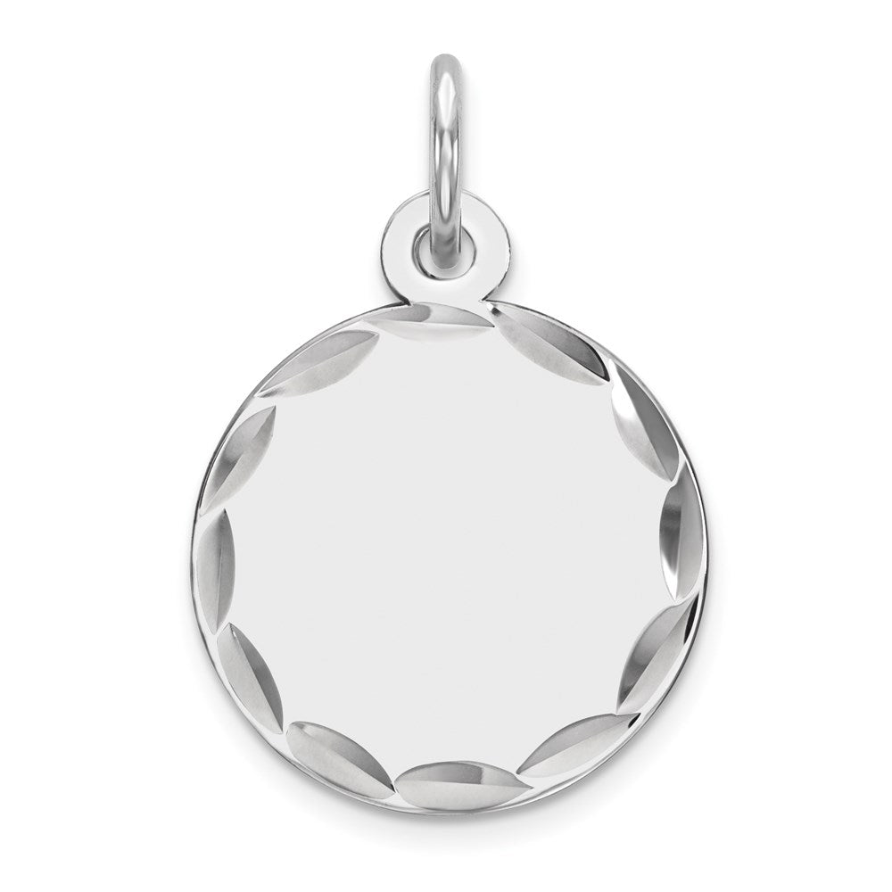 Sterling Silver Rhod-plated Eng. Rnd Polish Front/Satin Back Disc Charm, 20 x 13 mm, 0.88 g - ID5S9QM380/278L7
