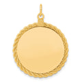 Sterling Silver GP Engraveable Round with Rope Polished Disc, 37 x 26 mm
