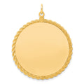 Sterling Silver GP Engraveable Round with Rope Polished Disc, 45 x 36 mm