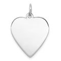 Sterling Silver Rhod-plated Eng. Heart Polish Front/Satin Back Disc Charm, 25 x 18 mm