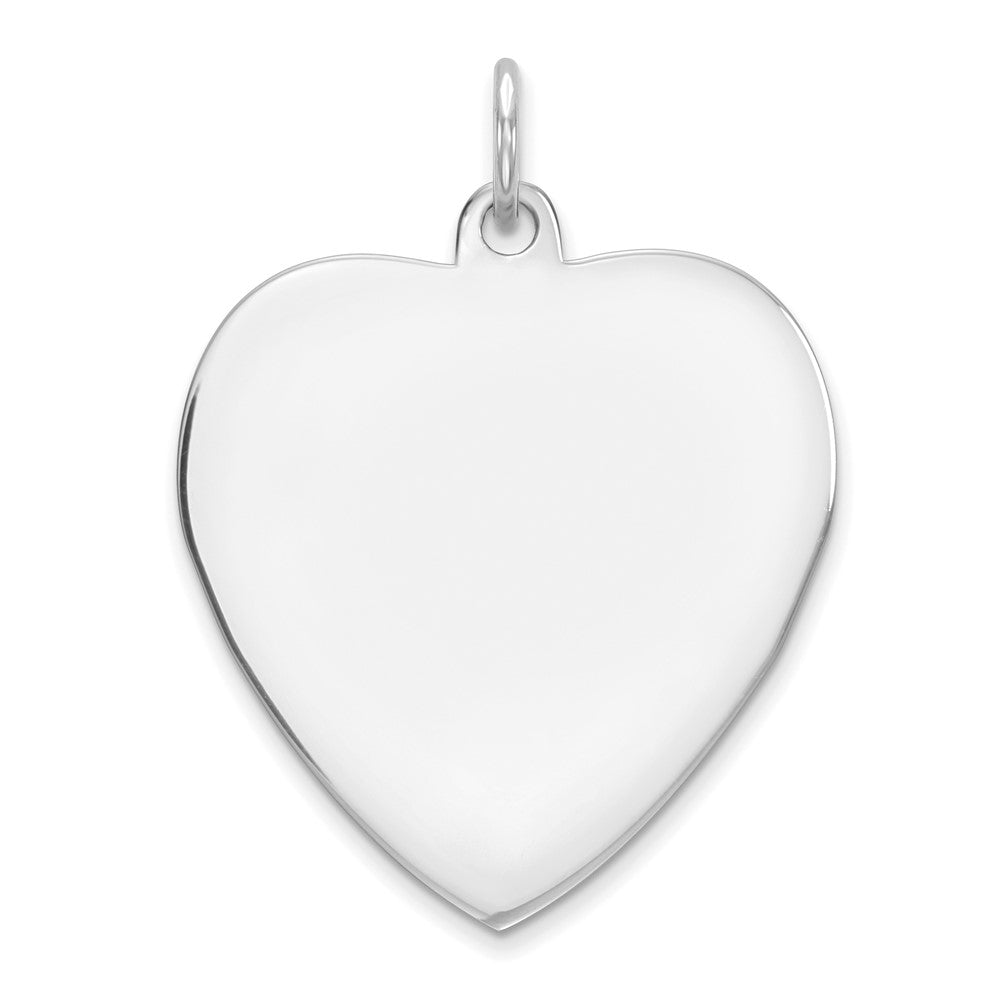 SS Rh-plt Engraveable Heart Polished Front/Satin Back Disc Charm, 28 x 21 mm, 1.45 g - ID5S9QM392/188L7