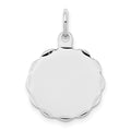 Sterling Silver Rh-plt Engraveable Polished Front/Satin Back Disc Charm, 22 x 15 mm