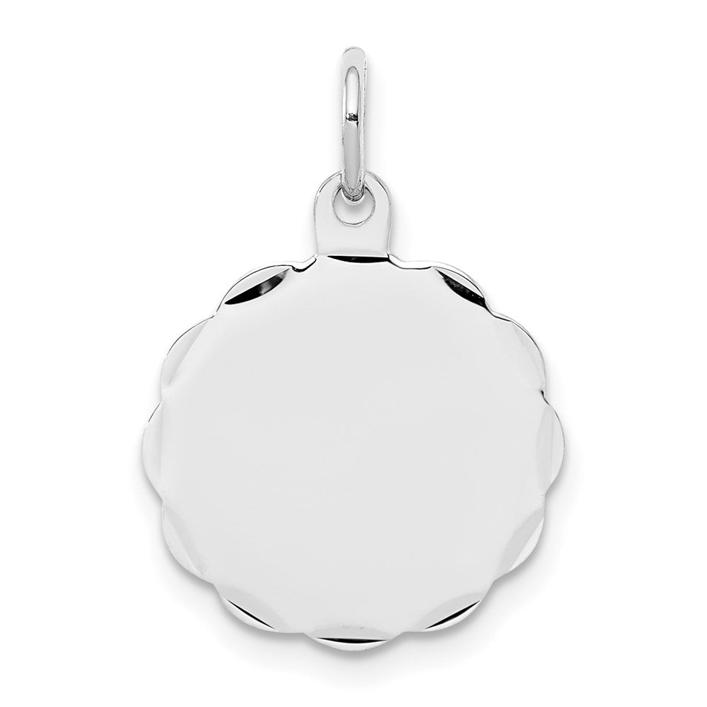 Sterling Silver Rh-plt Engraveable Polished Front/Satin Back Disc Charm, 22 x 15 mm