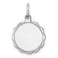 Sterling Silver Rh-plt Engraveable Polished Front/Satin Back Disc Charm, 20 x 14 mm, 0.66 g