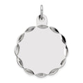 Sterling Silver Rh-plt Engraveable Polished Front/Satin Back Disc Charm, 24 x 19 mm