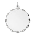 Sterling Silver Rh-plt Engraveable Polished Front/Satin Back Disc Charm, 31 x 26 mm, 2.02 g