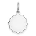 Sterling Silver Rh-plt Engraveable Polished Front/Satin Back Disc Charm, 16 x 11 mm