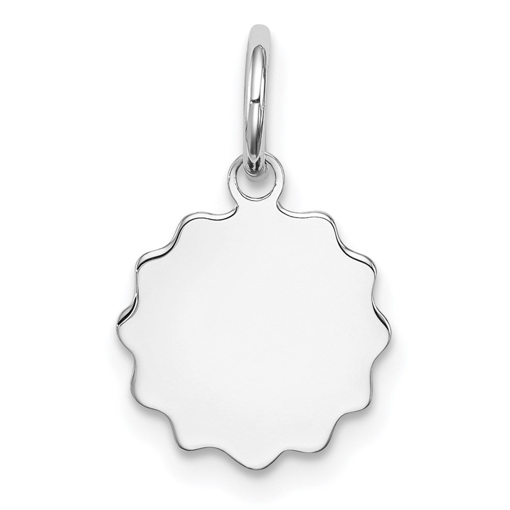 Sterling Silver Rh-plt Engraveable Polished Front/Satin Back Disc Charm, 16 x 11 mm