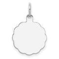 Sterling Silver Rh-plt Engraveable Polished Front/Satin Back Disc Charm, 20 x 14 mm, 0.95 g
