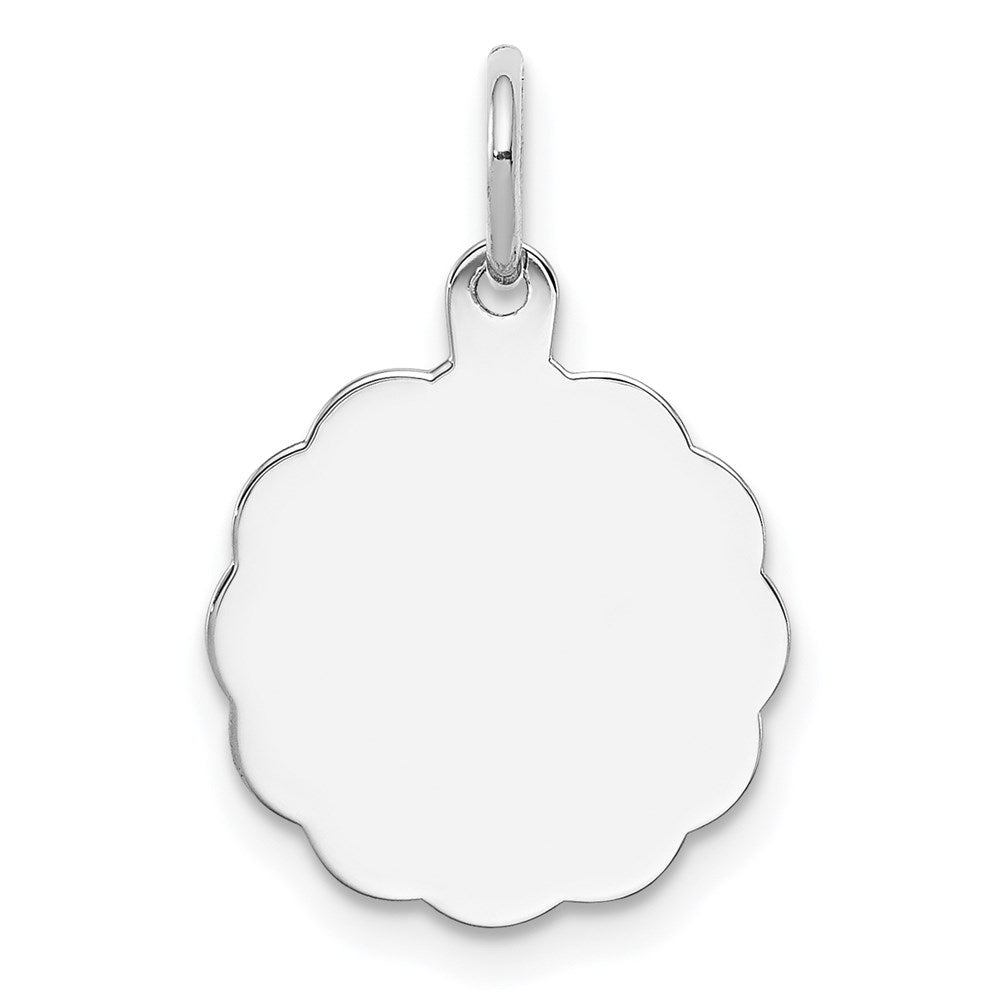 Sterling Silver Rh-plt Engraveable Polished Front/Satin Back Disc Charm, 20 x 14 mm, 0.95 g