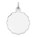 Sterling Silver Rh-plt Engraveable Polished Front/Satin Back Disc Charm, 26 x 20 mm, 2.34 g