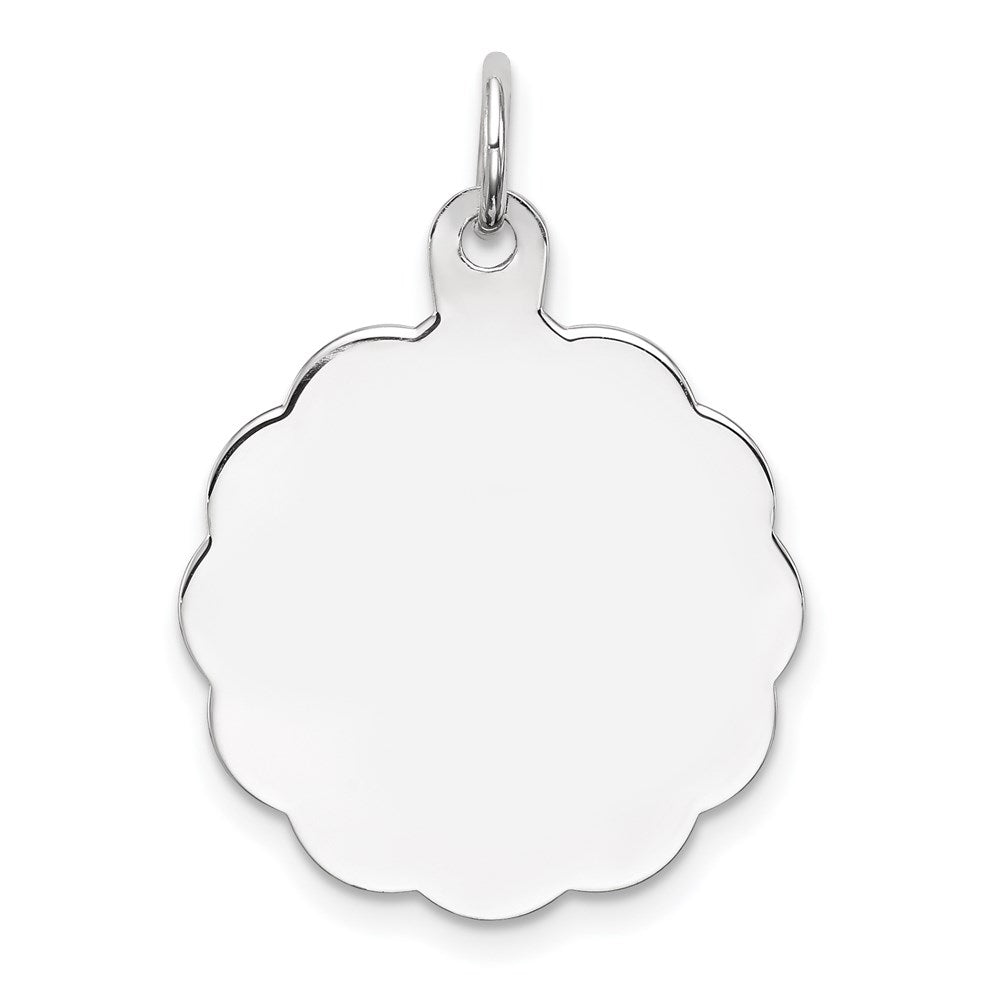 Sterling Silver Rh-plt Engraveable Polished Front/Satin Back Disc Charm, 26 x 20 mm, 2.34 g