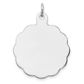 Sterling Silver Rh-plt Engraveable Polished Front/ Back Disc Charm, 28 x 22 mm