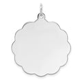 Sterling Silver Rh-plt Engraveable Polished Front/Satin Back Disc Charm, 32 x 26 mm, 3.77 g