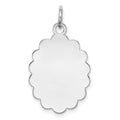 Sterling Silver Rh-plt Engraveable Polished Front/Satin Back Disc Charm, 27 x 16 mm, 1.48 g